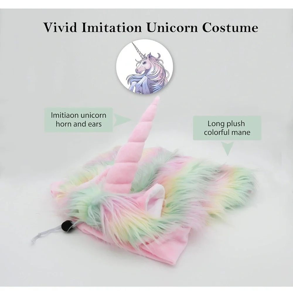 Unicorn funny pet Dog Costume with Pastel Mane size large